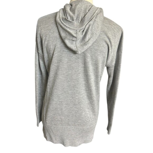 Joan Vass Womens Cashmere Rayon Blend Sweater Gray Hooded Pullover Rib Sz M - Picture 6 of 8